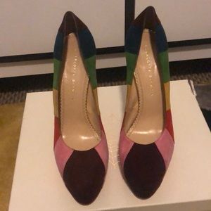 Multi color suede platform pumps charlotte olympia size 41